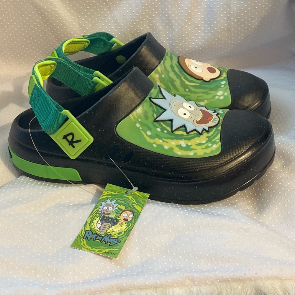 Rick And Morty Shoes Clogs Mens Size 8‎ Slip On Green Cartoon Network New
